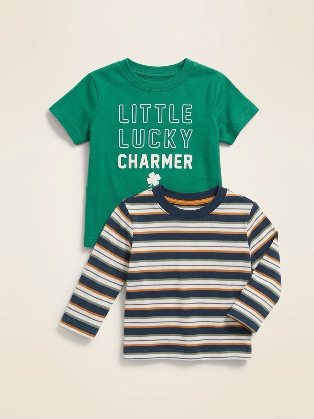 Little Lucky Charmer Green Short-Sleeve One piece & Striped Long-Sleeve Tee Set